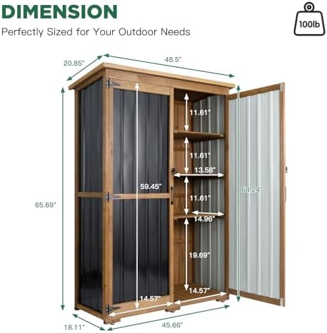 Outdoor Storage Cabinet Waterproof with Shelves, Outdoor Storage Shed Garage ...
