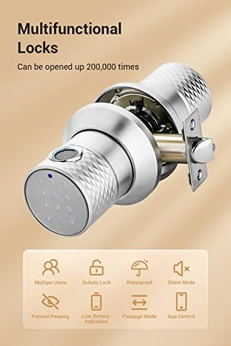 Buoan Big Fingerprint Smart Door Knob, Keyless Entry Door Lock with Keypad