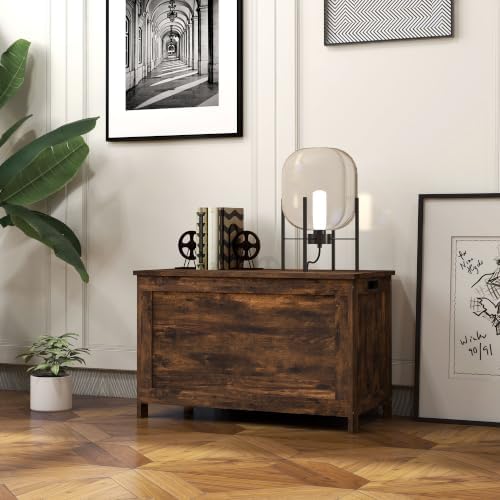 HOMCOM Storage Bench Cut-Out Handles 29.9" x 15.7" x 18.9" Rus...