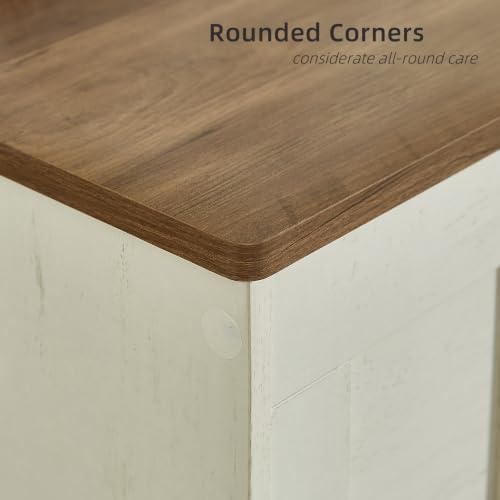 VANKILEY 51.2" Storage Chest Extra Large,Wooden Storage Bench,White+Brown