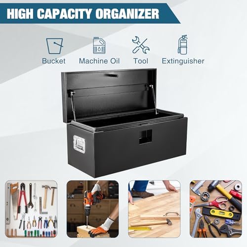 Garvee Black Steel Truck Bed Tool Box, Trailer Tongue Box, Truck Storage Orga...