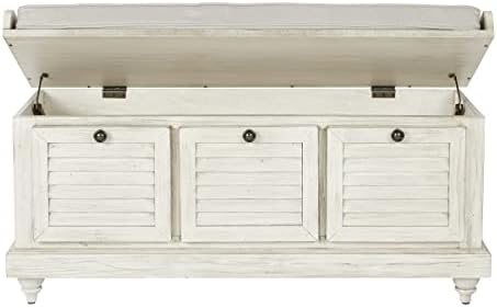 OSP Home Furnishings Dover Coastal Lift-Top Storage Bench with Shutter Face S...