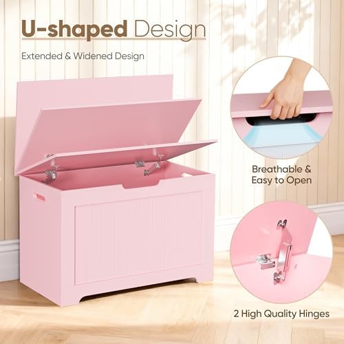 SUPER DEAL Storage Chest, 30 inches Chest Box Organizer with 2 Safety Hinges,...