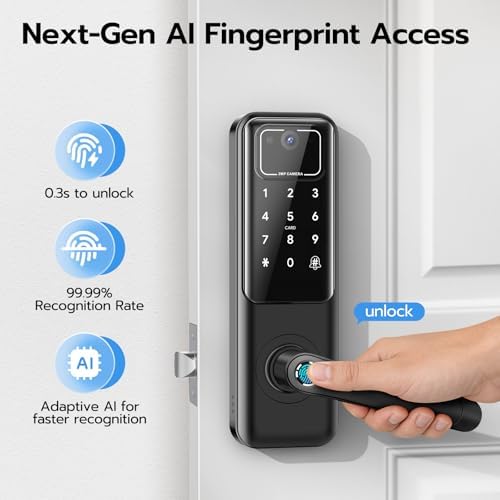 WiFi Video Smart Keypad Door Lock with Camera and Doorbell, Keyless Entry