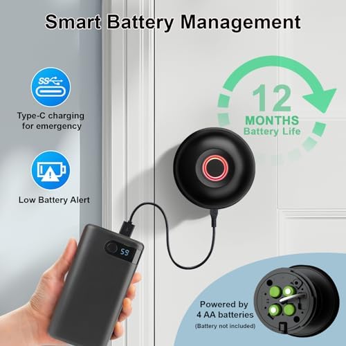 KNOBWELL Fingerprint Door Lock, Smart Door Knob, Keyless Entry Door Lock with...
