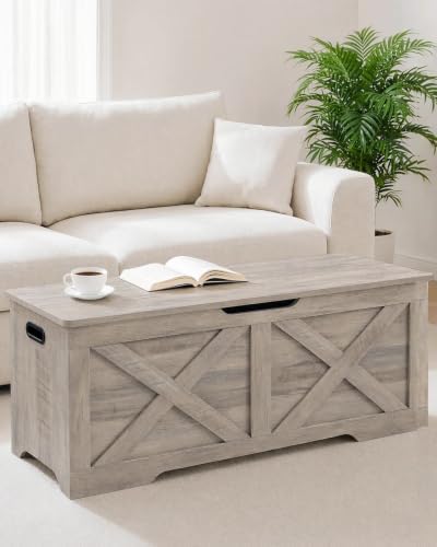 Timberer 47.2" Storage Chest, Wooden Storage Bench, Entryway Shoes Bench