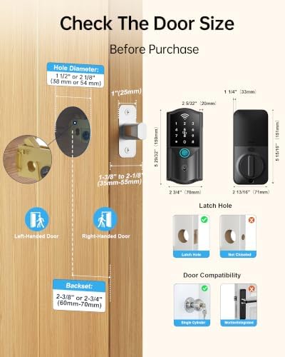 Built-in WiFi Smart Lock for Front Door, Fingerprint Keypad Deadbolt