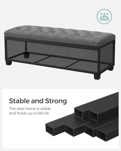 SONGMICS Storage Ottoman Bench, Foot Rest with Legs, Load up to 661.4 lb