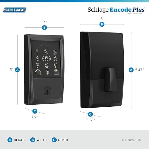 Schlage Encode Plus Smart WiFi Deadbolt Lock, Tap to Unlock, Matte Black