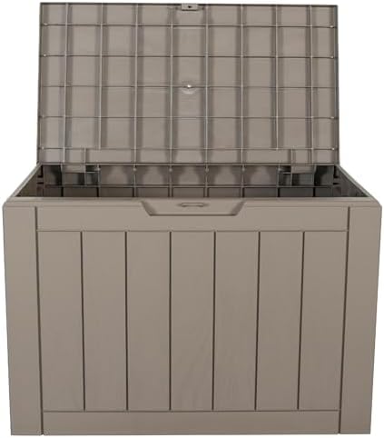BTEXPERT Indoor Outdoor Storage Box, 30 Gallon Resin Deck Container for Packa...