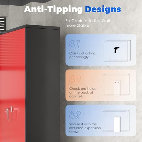 INTERGREAT Metal Garage Storage Cabinet with Lock, 72" Storage Cabinet w...