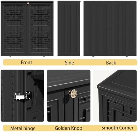 ZZM HDPE Outdoor Storage Shed, Outdoor Plastic Storage Cabinet, Horizontal Re...