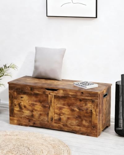 Timberer 39.4" Storage Chest with 2 Safety Hinges, Wooden Storage Trunk