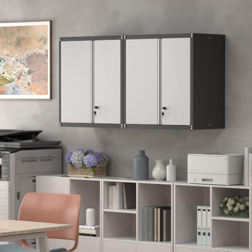 Locking Metal Wall Cabinet, 28" Metal Storage Cabinets with Doors and Sh...