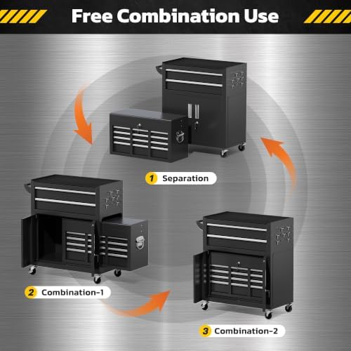 Greenvelly 8 Drawers Rolling Tool Chest, Detachable Top Tool Box with Wheels ...