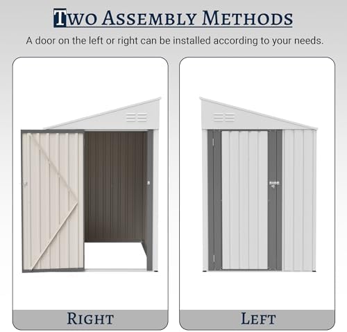 YOPTO 4x7 FT Outdoor Storage Shed Lean to Shed,Metal Shed W/Lockable Door &am...