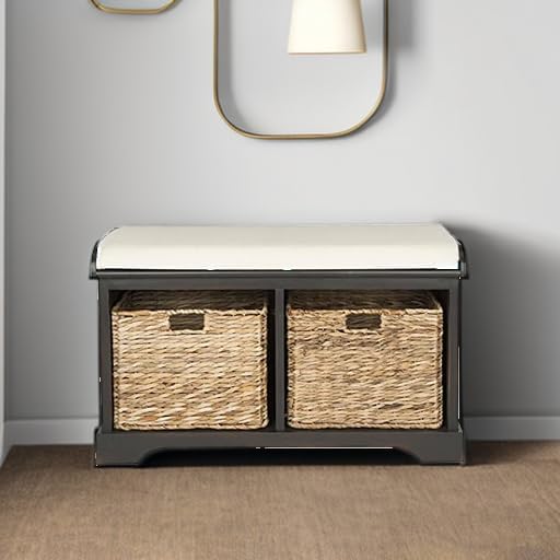 SAFAVIEH Freddy Wood Storage Bench, 33" Farmhouse Brown AMH5736A