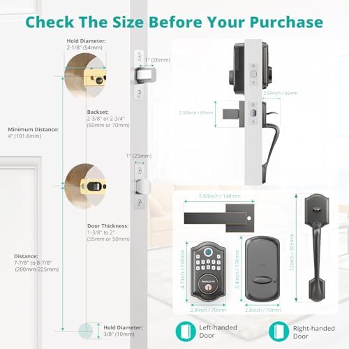 AkaGear DS10 Fingerprint Keypad Door Lock with Handle Set, Bronze