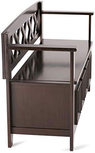 SIMPLIHOME Amherst 48" Wide Solid Wood Storage Bench in Hickory Brown