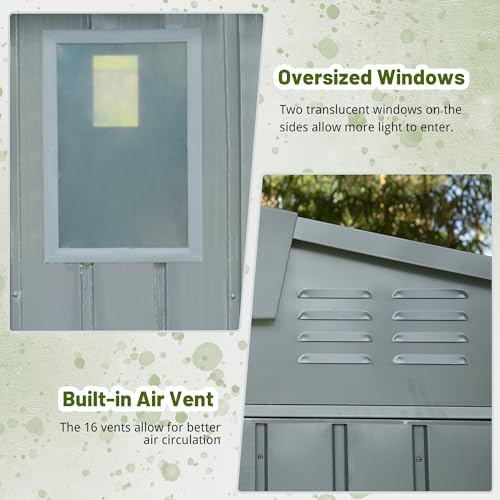Domi Outdoor Storage Shed 11'x12.5', Metal Sheds Storage House with L...