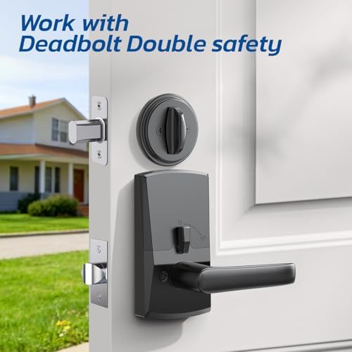 Keypad Smart Door Lock with Handle, Fingerprint Keyless Entry Digital Lock fo...