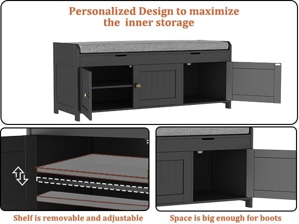 HOMEFORT 41.3" Shoe Bench with Lift Top Storage, Entryway Bench with Cus...