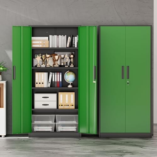 INTERGREAT Storage Cabinet with Doors and Shelves, Metal Garage Storage Cabin...