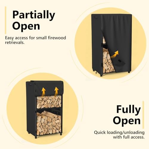 AKEfit 2ft Firewood Racks Cover,Heavy Duty Waterproof Outdoor Logs Holder Sta...