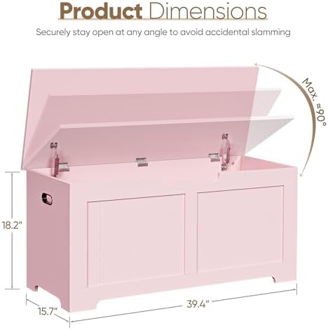 SUPER DEAL Storage Chest, 39 inches Chest Box Organizer with 2 Safety Hinges,...