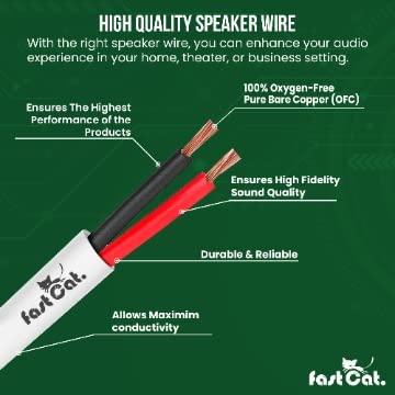 fast Cat. Speaker Wire 16 Guage 4C, UL Listed & CMR/CL3R-FT4 Rated