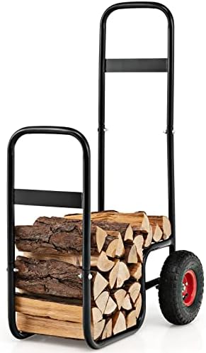 S AFSTAR Indoor Outdoor Firewood Cart, 3.6ft/44” Height Rolling Firewood Log ...