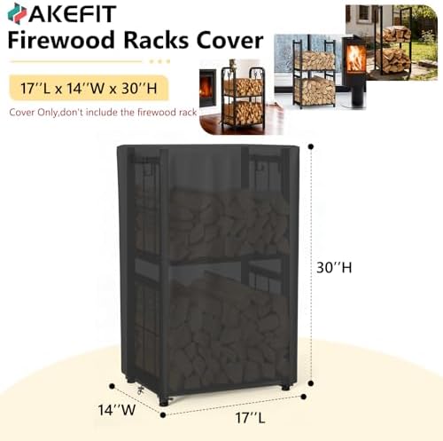 AKEfit 2ft Firewood Racks Cover,Heavy Duty Waterproof Outdoor Logs Holder Sta...
