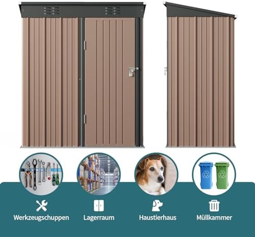 Bealife Metal Garden Tool Shed, Galvanised Steel Tool Shed, Outdoor Storage S...
