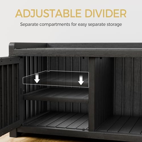 Storage Bench - Waterproof Resin Shoe Bench with Adjustable Shelves - Indoor ...