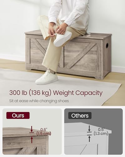 VASAGLE Storage Chest with 2 Safety Hinges, 15.7 x 39.4 x 18.1 Inches
