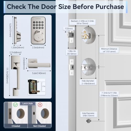 Ulecoce U68H Fingerprint Deadbolt Door Lock for Front Door with Handle