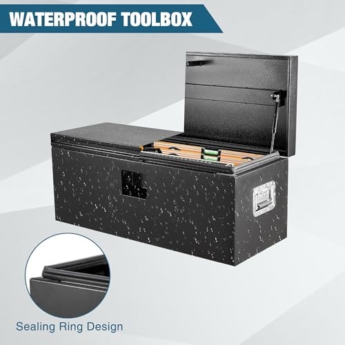 Garvee Black Steel Truck Bed Tool Box, Trailer Tongue Box, Truck Storage Orga...