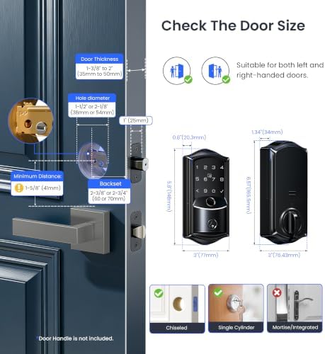 Veise VE027 WiFi Smart Lock Fingerprint Keyless Entry Deadbolt Matte Black