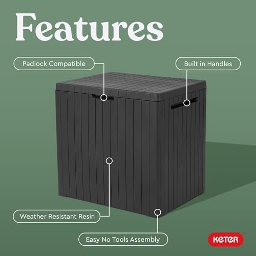 Keter City 30 Gal Outdoor Storage Box and Patio Side Table