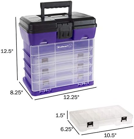 Storage and Tool Box-Durable Organizer Utility Box-4 Drawers with 19 Compartm...