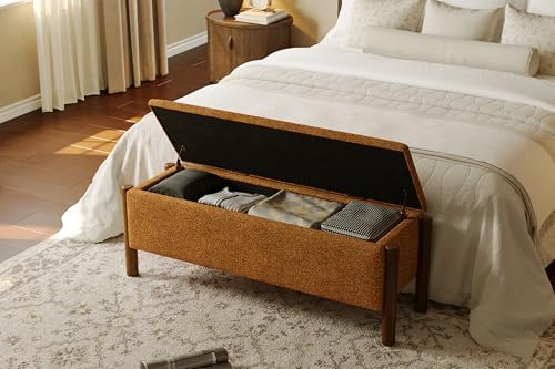 Modern Storage Benches with Walnut Wood Legs, 47'' Ottoman Bench with...