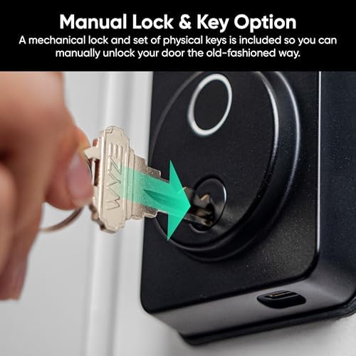 Wyze Auto-Lock Bolt v2, Fingerprint Keyless Entry Smart Lock, AI Learning Sca...