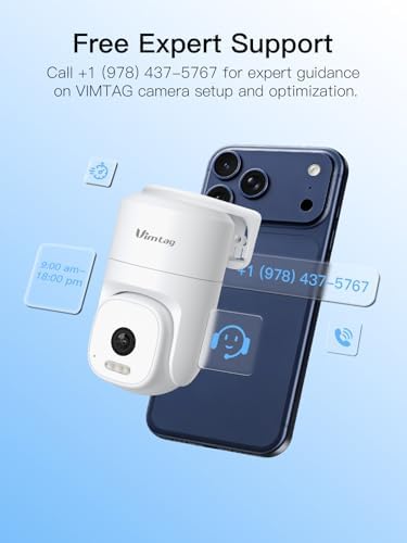 VIMTAG 2.5K Pan/Tilt Wired Outdoor Security Camera for Home, Dual-Band WiFi