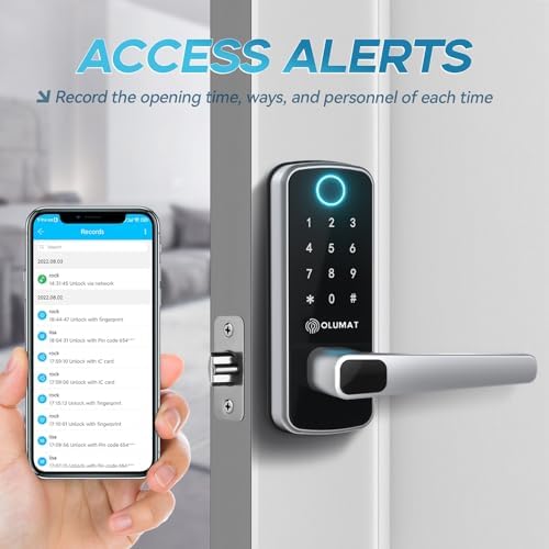 Smart Door Lock, OLUMAT Keyless Entry Door Lock Fingerprint Door Lock with Ke...