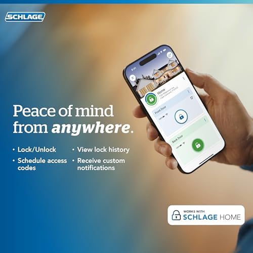 Schlage Encode Smart WiFi Lock, Lever Handle, Camelot Trim, Black Stainless
