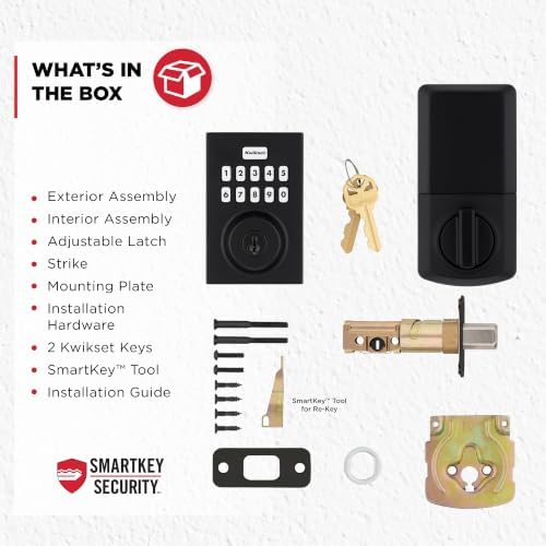 Kwikset Powerbolt 250 10-Button Keypad Matte Black Contemporary Electronic De...