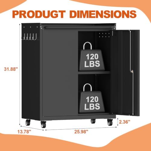 32''H Metal Storage Cabinets with Lock, Metal Garage Storage Cabinet ...