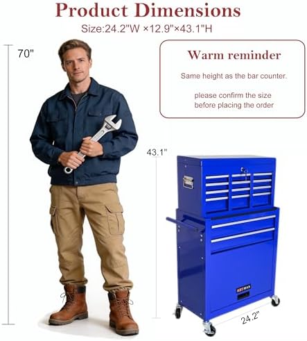 RYH 8 Drawers Rolling Tool Chest & Tool Box on Wheels | Heavy Duty Metal ...