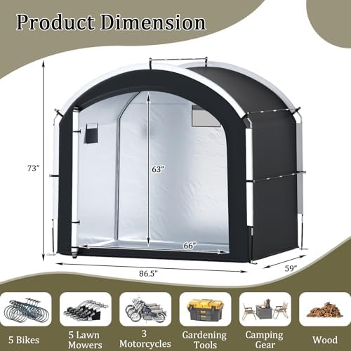 Goplus Bike Storage Shed Tent, 7.2 x 4.9 FT Outdoor Bike Storage Sheds w/210D...