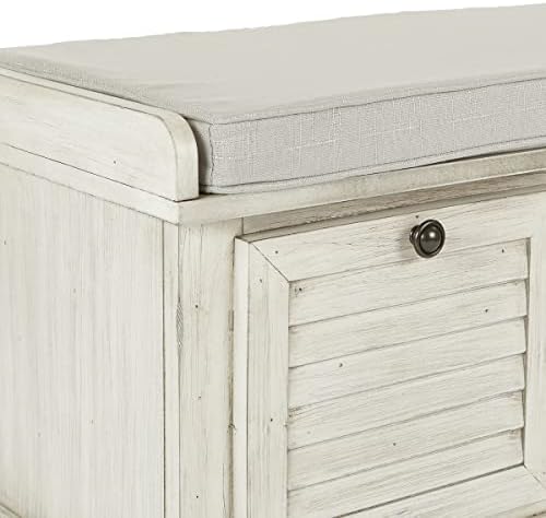 OSP Home Furnishings Dover Coastal Lift-Top Storage Bench with Shutter Face S...
